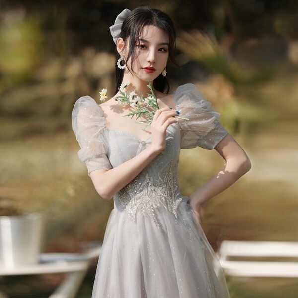 Dress Sisters Dress Female Gray Slim Fit Girlfriend Clothes - Image 4