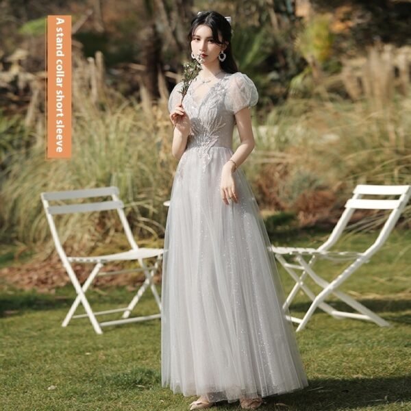 Dress Sisters Dress Female Gray Slim Fit Girlfriend Clothes - Image 2