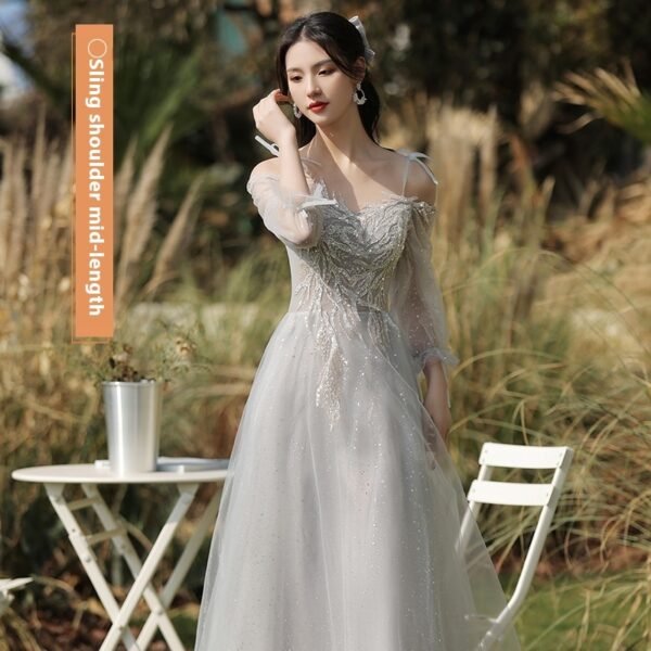 Dress Sisters Dress Female Gray Slim Fit Girlfriend Clothes - Image 9