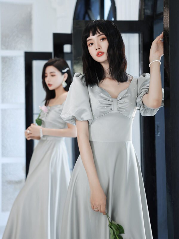 2024 Avocado Green Sisters Group Dress Skirt Women Satin Spring - Image 9